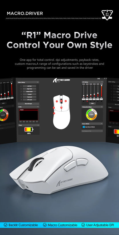 R1 Superlight Mouse Bluetooth 2.4G Wireless