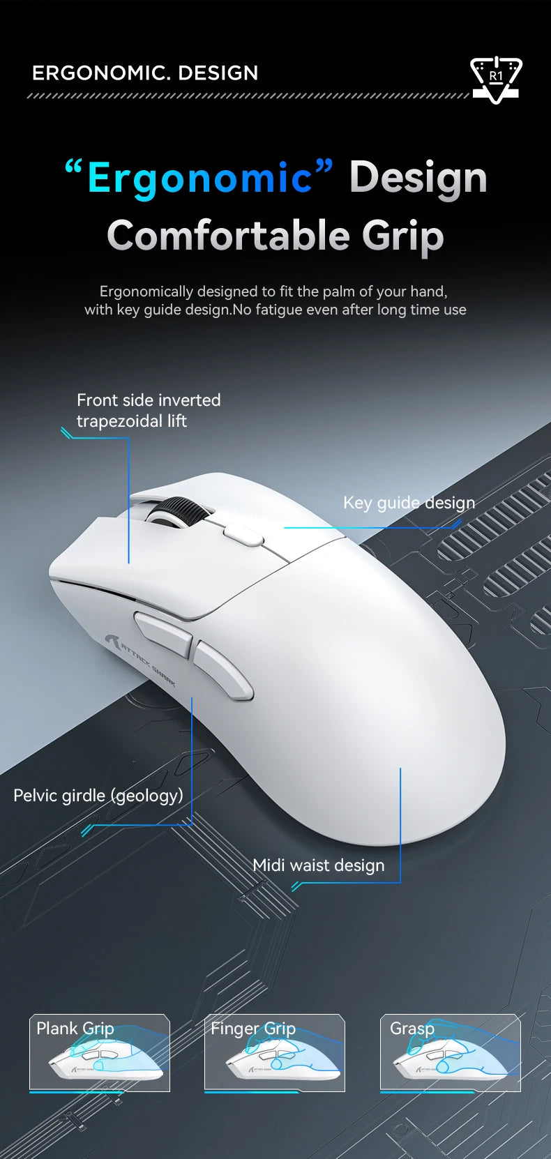 R1 Superlight Mouse Bluetooth 2.4G Wireless